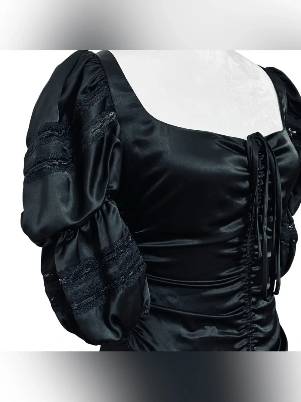 The Collection by Reformation Winchester Top Black Puff Sleeve Blouse Medium 6